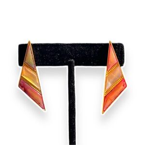 Vintage 1980s Iridescent Suncatcher Triangle Earrings